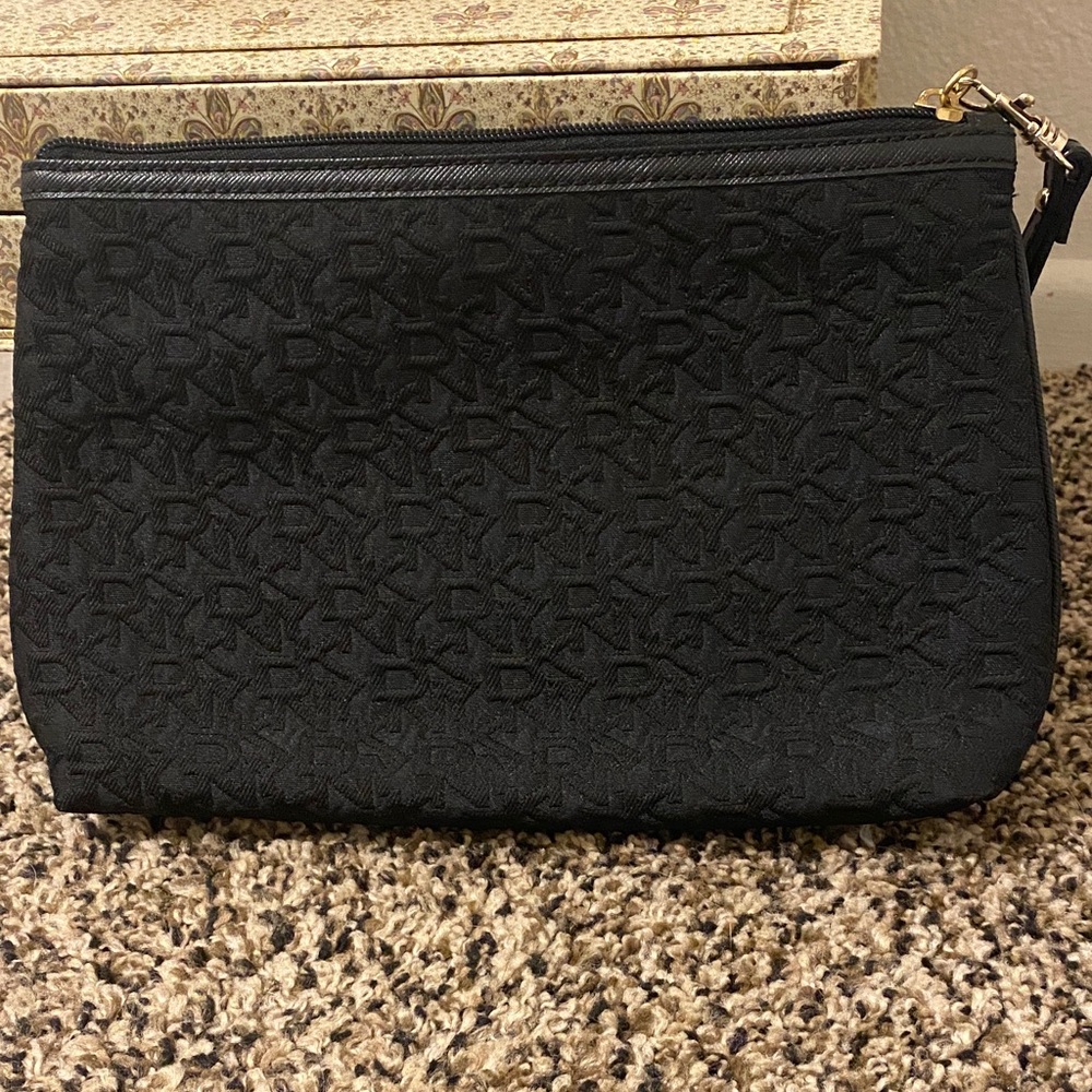 DKNY Black Embossed Cosmetic Bag